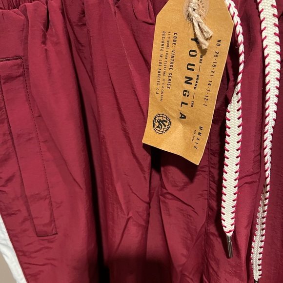 YoungLA Red Joggers with White Stripe - Picture 3 of 8